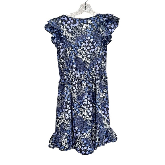 Rebecca Taylor Ava Floral Mini Dress 100% Silk Women's Size 2 Blue Short Sleeve - Picture 4 of 6
